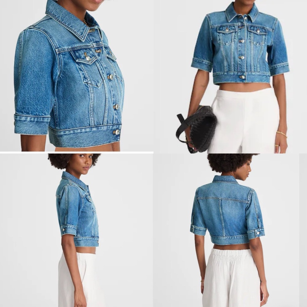 Madewell NWT Shrunken Denim Trucker Jacket in Hazeldell XXS Short Sleeve
